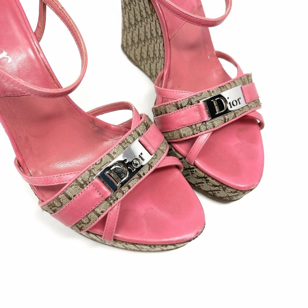 Dior Pink Logo Strap Slingback Heels - Picture 2 of 7